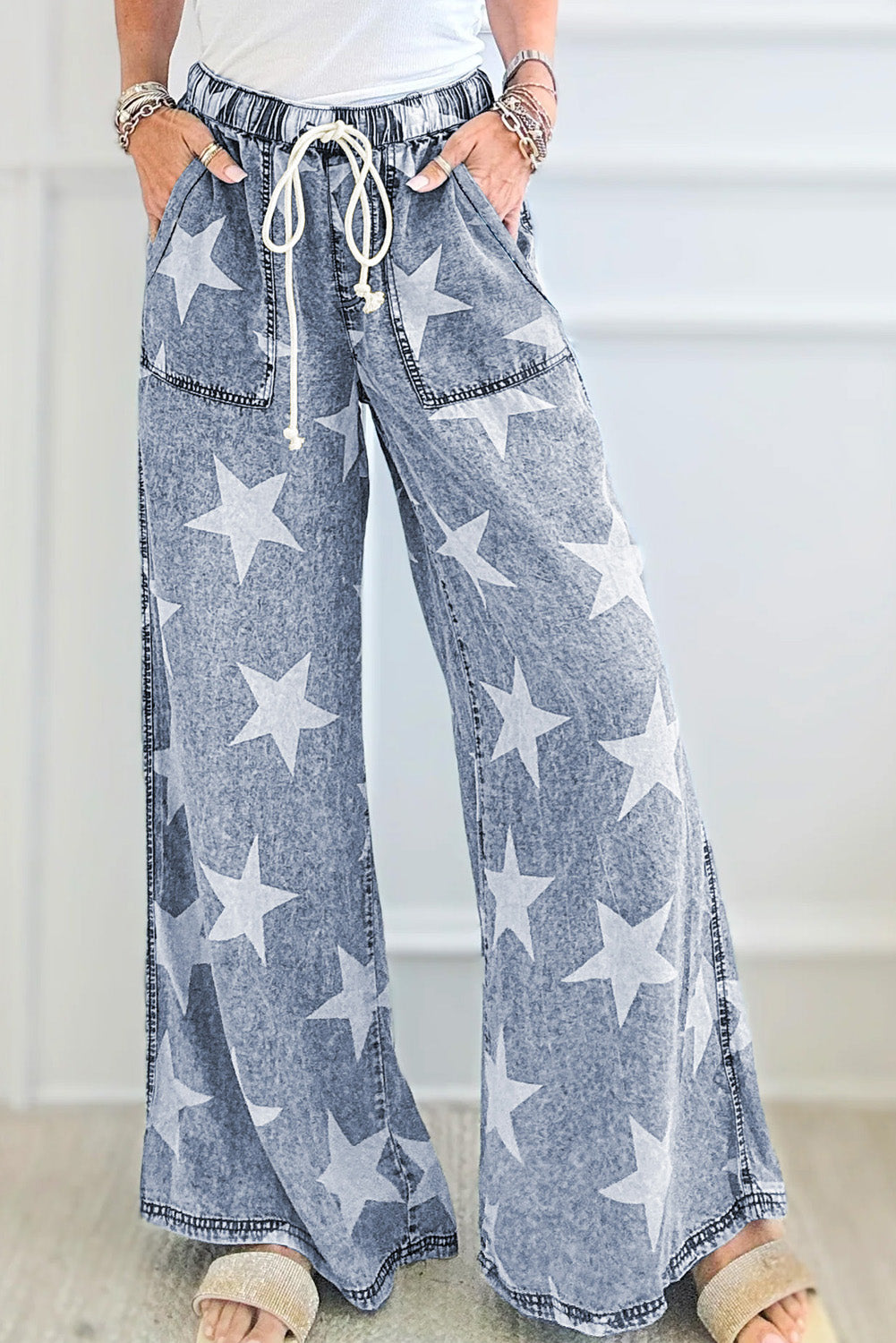 Parker & Jo™ Star Drawstring Wide Leg Jeans
