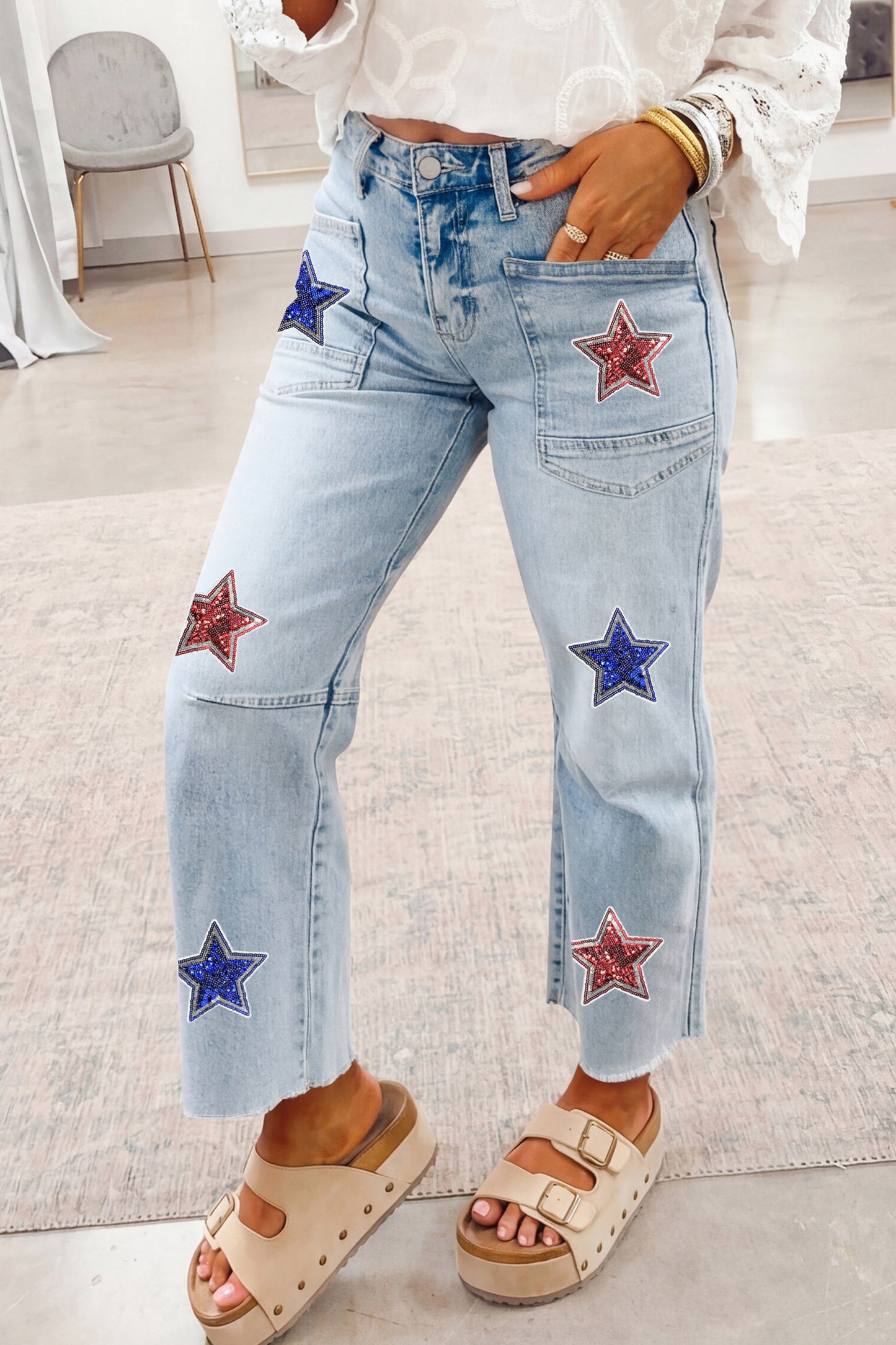 Parker & Jo™ Patriotic Sequin Solid Star Jeans