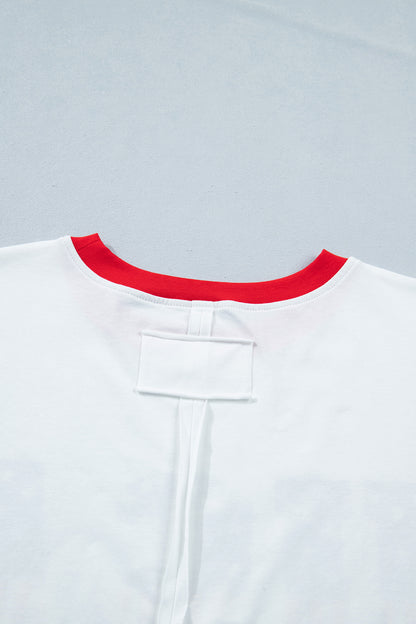 Parker & Jo™ USA American Flag Patchwork Casual Tee