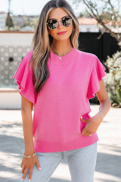 Parker & Jo™ Pink Ruffle Short Sleeve Sweater
